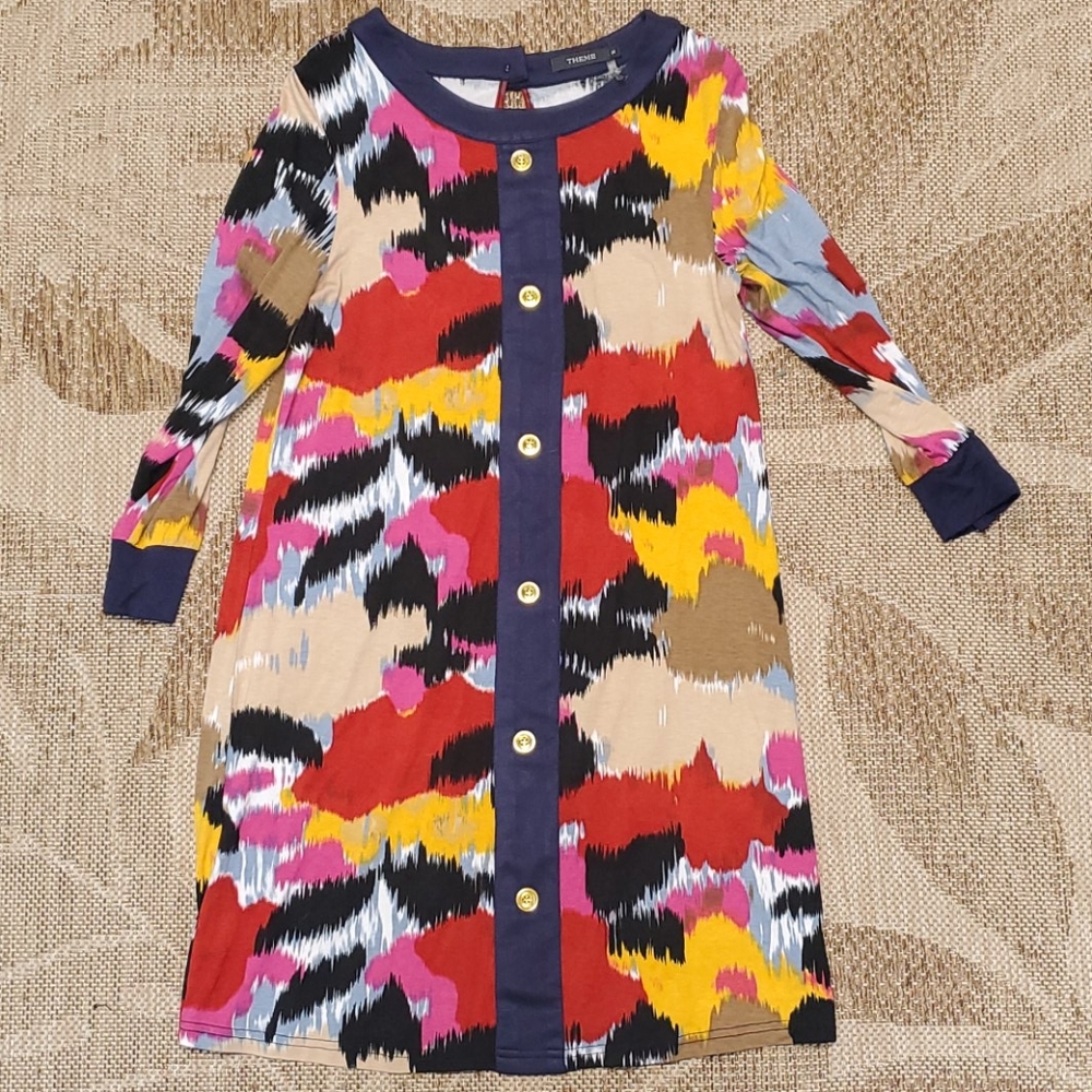 Theme Sz Medium Colorful Dress with Buttons